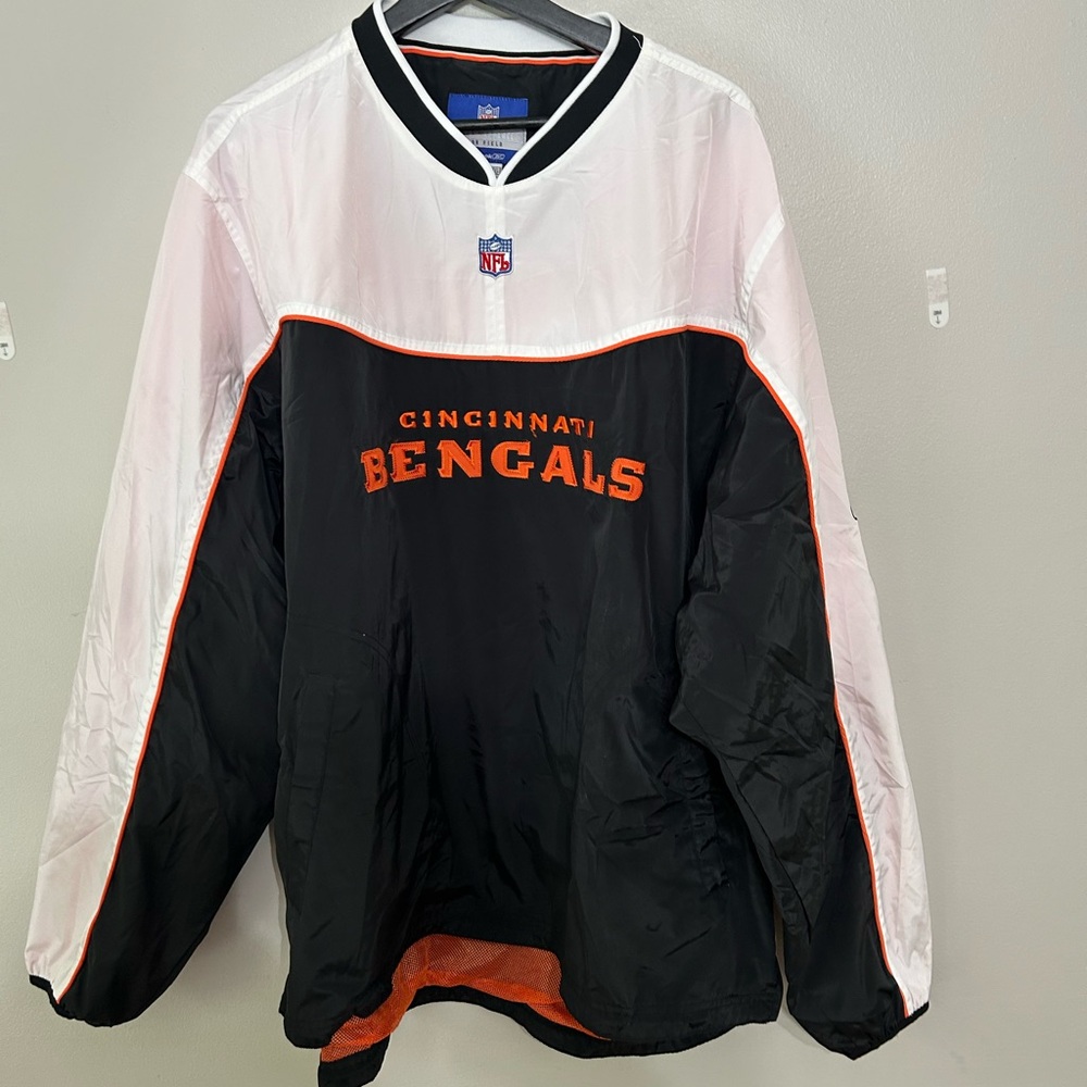 Reebok NFL Cincinnati Bengals Team Apparel Pullover Black and White XL